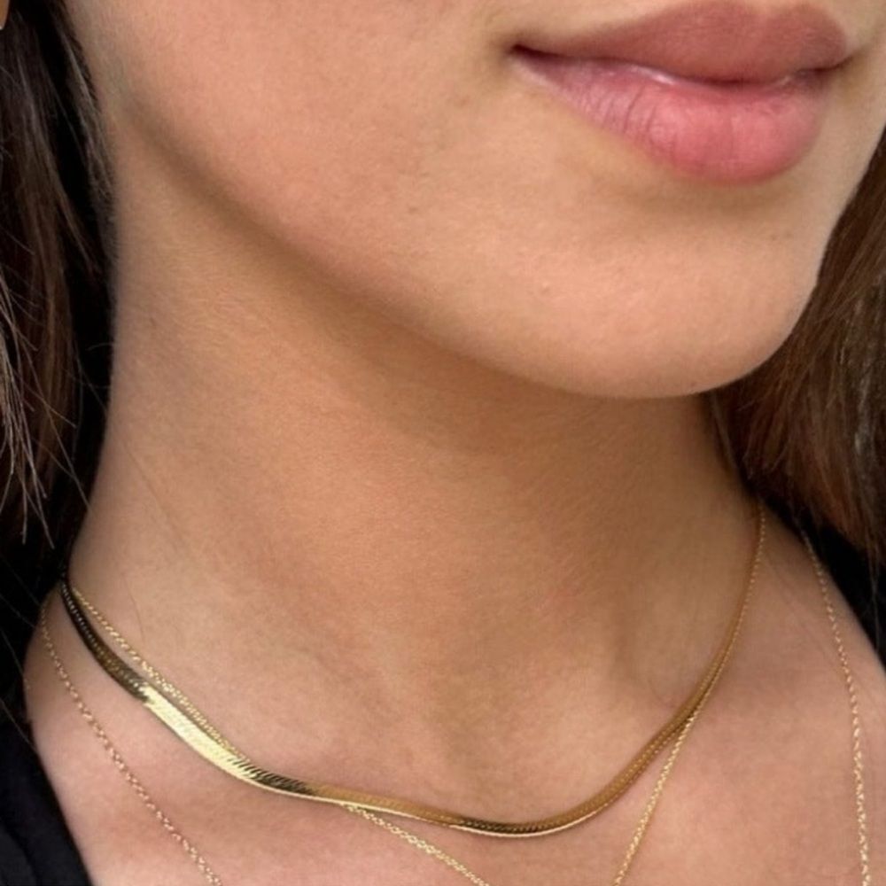 Jennifer Zeuner 14K Gold Plated Hamilton Herringbone Necklace